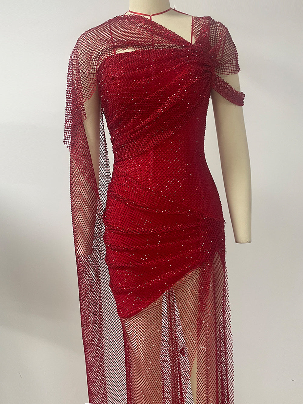 Fileli Uzun Bodycon Elbise